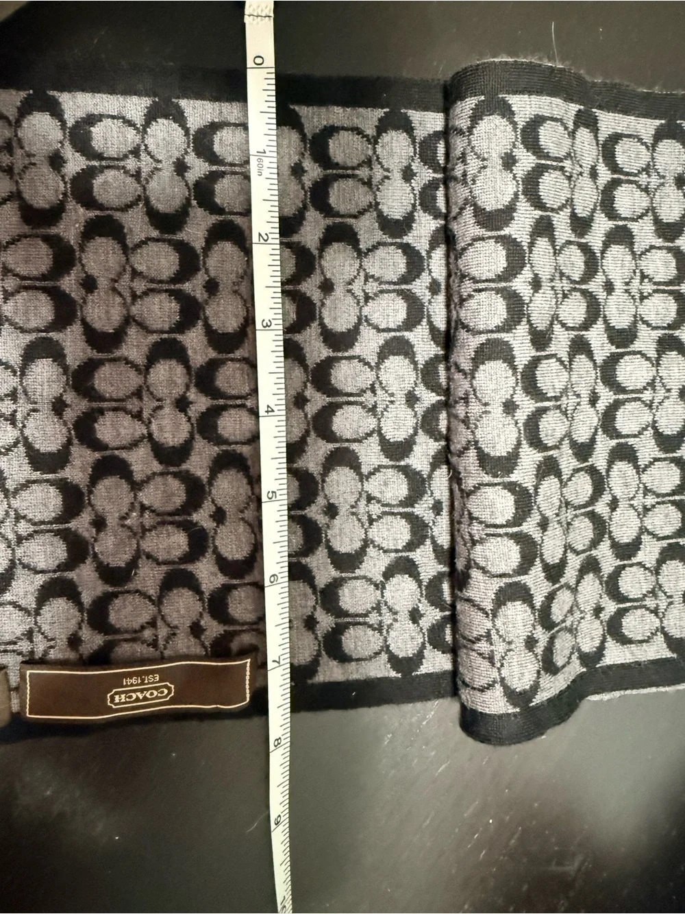 Coach Black and Gray Monogram Jacquard Throw Blanket